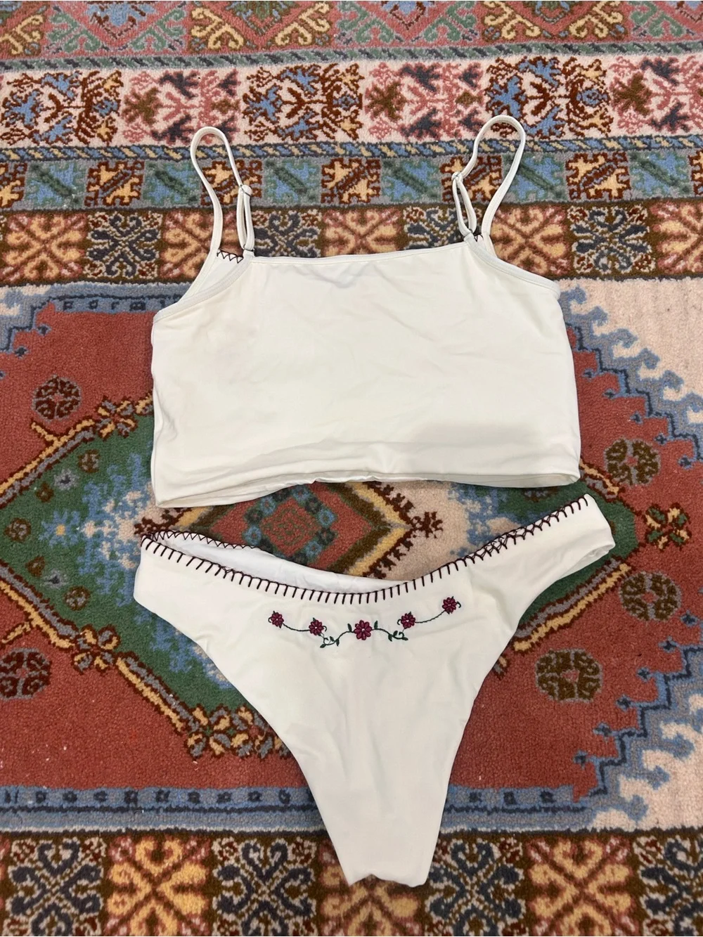 Frankie’s bikinis Embroidered Two-Piece Bikini Set